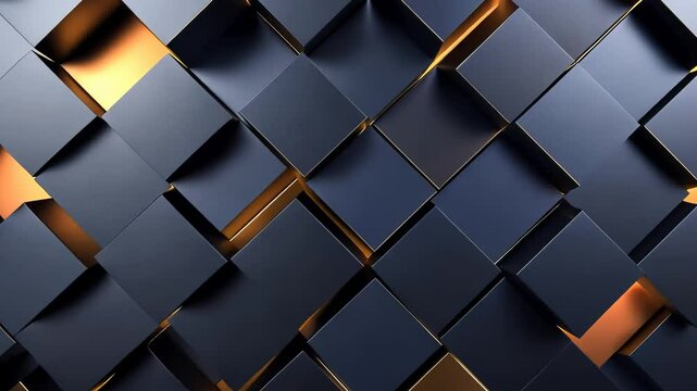 Abstract geometric pattern of dark blue and gold squares