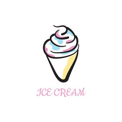 Ice cream logo with pink and light blue colors, very suitable for your business logo