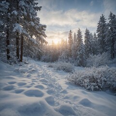 winter landscape with snow