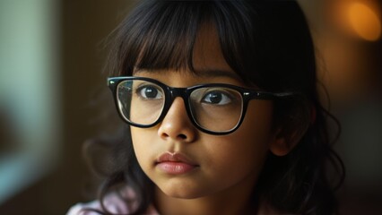 Young Girl Wearing Glasses Close-Up Portrait