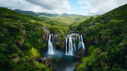 Obraz premium Unveiling a tropical waterfall adventure guide to nature photography in a serene jungle