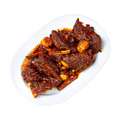 Delicious Iranian Beef Stew with Ribs on a White Plate