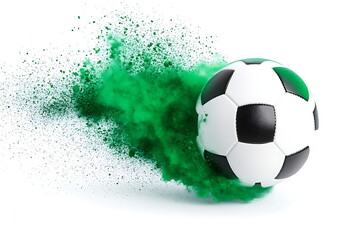 Naklejka premium soccer ball with green smoke coming out