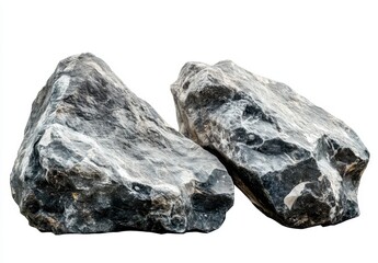 Naklejka premium Two Gray Rocks with Rough Texture on White Background