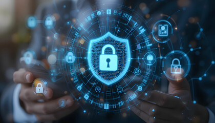 Futuristic Cybersecurity Command Center - High-Tech Digital Data Room Design