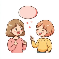 Two Happy Women Chatting Pixel Art Illustration
