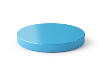 Circular blue podium on white background, product display