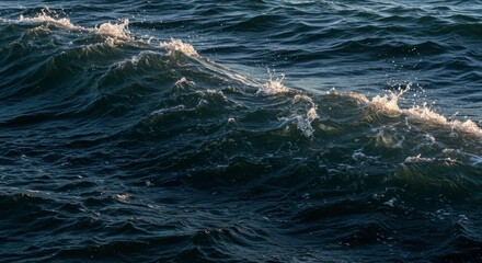 Obraz premium Dramatic Ocean Waves Crashing Dark Blue Water Texture Seascape Photography