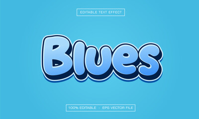 Obraz premium Blues text effect with 3d style