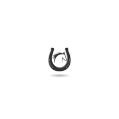 Horse and horseshoe logo with shadow