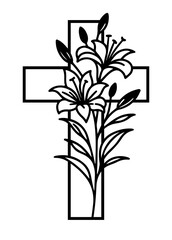  Cross with Lilies and Floral Elements
