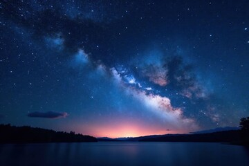 Fototapeta premium Celestial canvas of twinkling stars against a deep midnight sky, vast, darkness