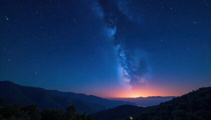Fototapeta premium Celestial map at dusk with twinkling stars and constellations in a dark blue sky , space, night sky, stars