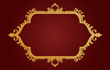 Golden frame, Thai pattern, border for pictures, luxury vintage message box