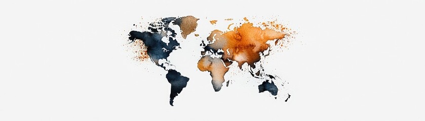 Artistic world map featuring abstract colors representing geographical regions and cultures. Ideal for travel and education themes.