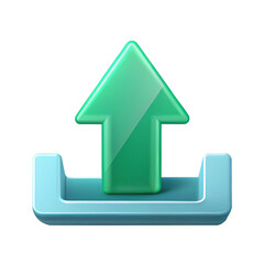 Uploading Progress: a 3d upload icon in green colour, symbolising the upward transfer of data.