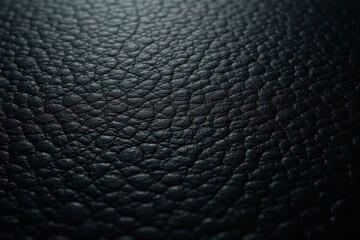 Close-up of black leather with slight sheen, subtle grain visible on surface, shine, high-end