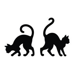 Cats Silhouette, Vector, Icon, Logo, White Background.