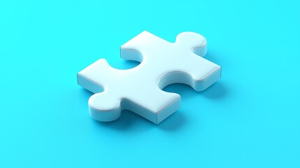 Obraz premium A single white puzzle piece on a vibrant blue background, symbolizing problem-solving and creativity.