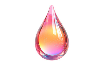 Colorful glass drop isolated on transparent background