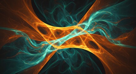 Fototapeta premium Abstract Swirling Gold and Teal Fractal Art Design Background