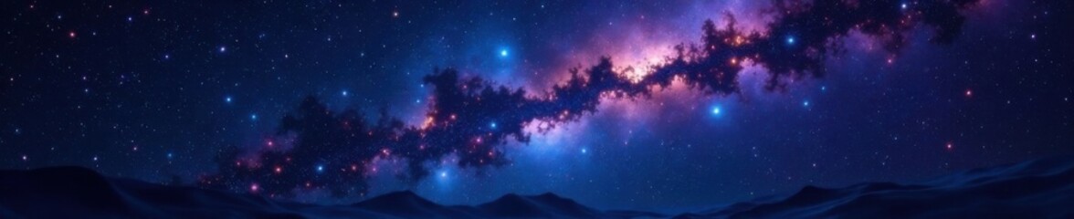 Naklejka premium Cosmic night sky with sparkling stars on dark canvas, stars, cosmic