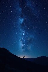 Dark blue celestial night with sparkling stars against black canvas, astronomy, night sky