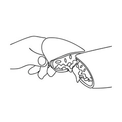 One line drawing of a hand slicing a pepper