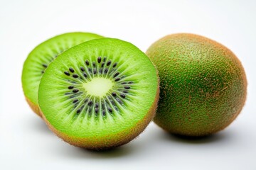 kiwi fruit close up on white background single kiwi no other elements 