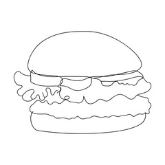 Simple Line Drawing of a Delicious Burger Illustration