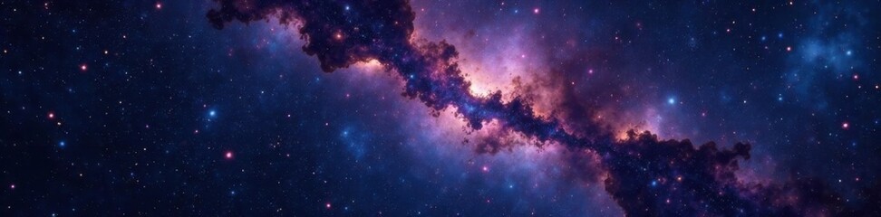 Fototapeta premium Dark nebula with scattered stars and galaxies in the vastness of space, dark, void