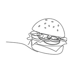 SingleLine Drawing of a Delicious Juicy Hamburger