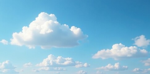 Obraz premium Soft white cloud drifting across blue sky with few scattered grey clouds, peaceful, landscape