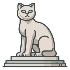 cat statue landmark flat color vector illustration template design