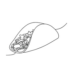 Simple Line Drawing of a Delicious Mexican Taco