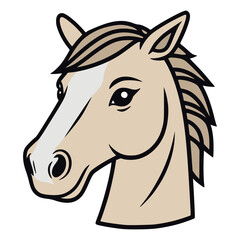 head horse wild animal flat color vector illustration template design