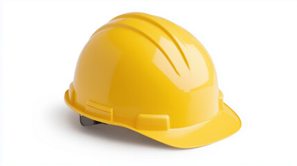 Safety First: A vibrant yellow hard hat, symbol of protection and construction, sits isolated, radiating resilience.