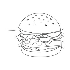 SingleLine Drawing of a Delicious Sesame Seed Burger