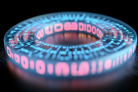 Abstract Technology Ring with Binary Code - Powered by Adobe