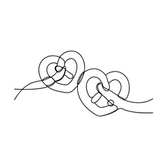 Intertwined Hearts One Line Drawing of Love and Unity