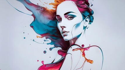 Abstraction of a young woman, painting of a women, luxury painting of a young girl 