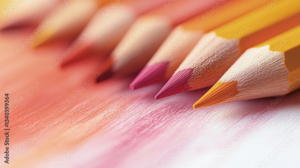 Poster colorful pencil strokes create a vibrant composition on a minimalist background showcasing artistic 