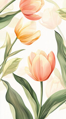 Obraz premium Watercolor tulip floral arrangement soft pale pink delicate petals botanical illustration elegant spring flowers nature painting digital art intricate brush strokes artistic vision graceful design