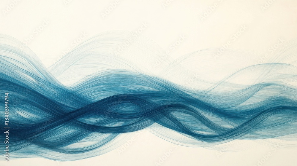 Poster Flowing lines create a serene atmosphere with soft shades of blue in minimalist artwork