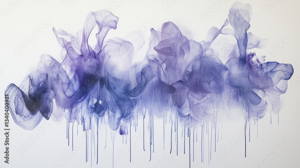 Leinwandbilder Elegant pastel drips and strokes create a serene atmosphere in an abstract display