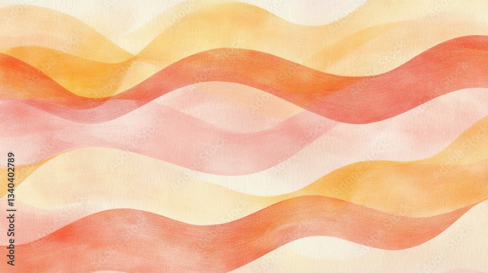 Poster Abstract pencil strokes create gentle wavy patterns in soft pastel shades on textured surface