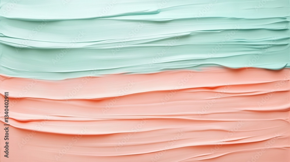 Poster abstract gradient of pencil strokes blending pastel tones of mint green and soft peach creating a so