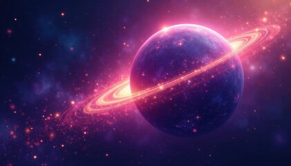 Obraz premium Ethereal planet with glowing auras and swirling stardust, celestial, planets, glowing