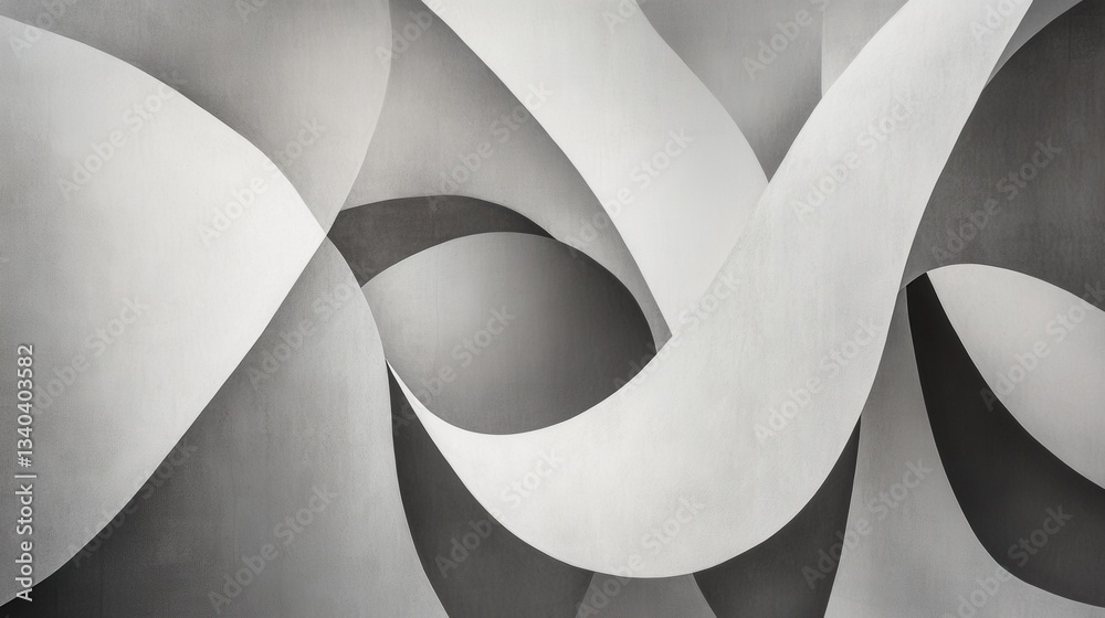 Poster intricate abstract monochrome pattern showcasing flowing shapes and muted gray tones with dynamic in