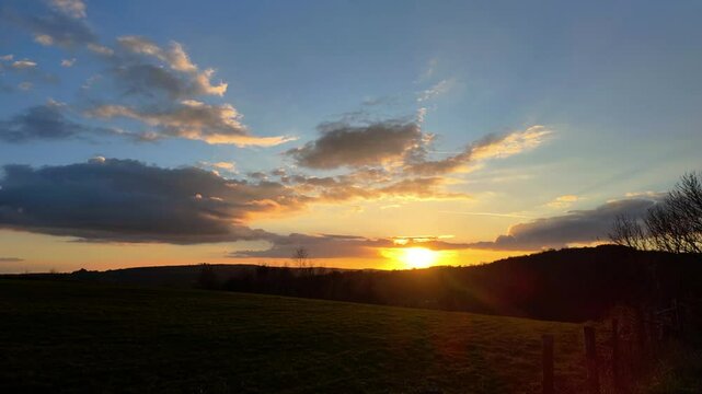Scenic sunset scene captured from the Riber Castle in the hamlet of Riber, Derbyshire, England, UK